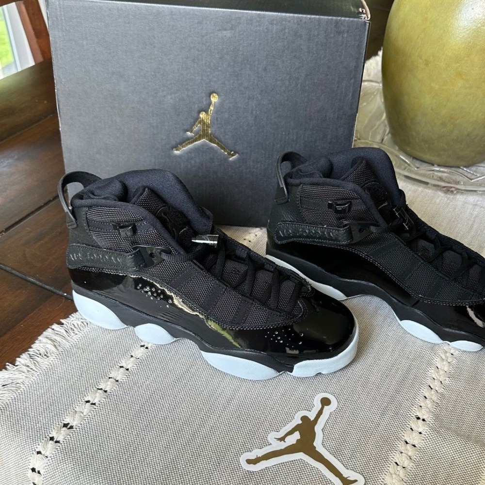 Jordan 6 Rings GS Black White Basketball Sneakers 323419-011 BOYS 7 YOUTH